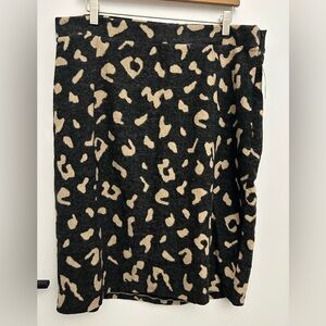 Anthropologie Black and Tan Animal Print Pencil Skirt